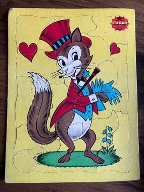 Vintage Built Rite Inlaid Kids Puzzle - Yellow, Red & Blue